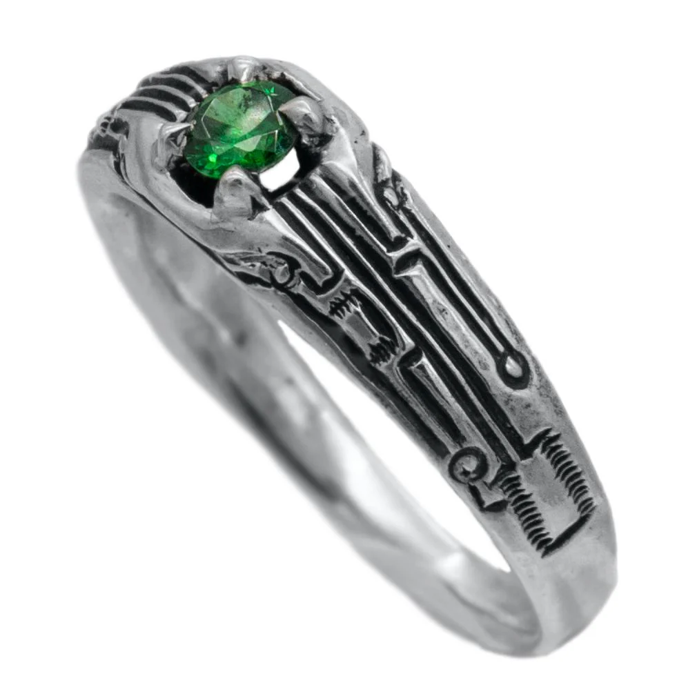 Circuit Board Ring with Gemstone