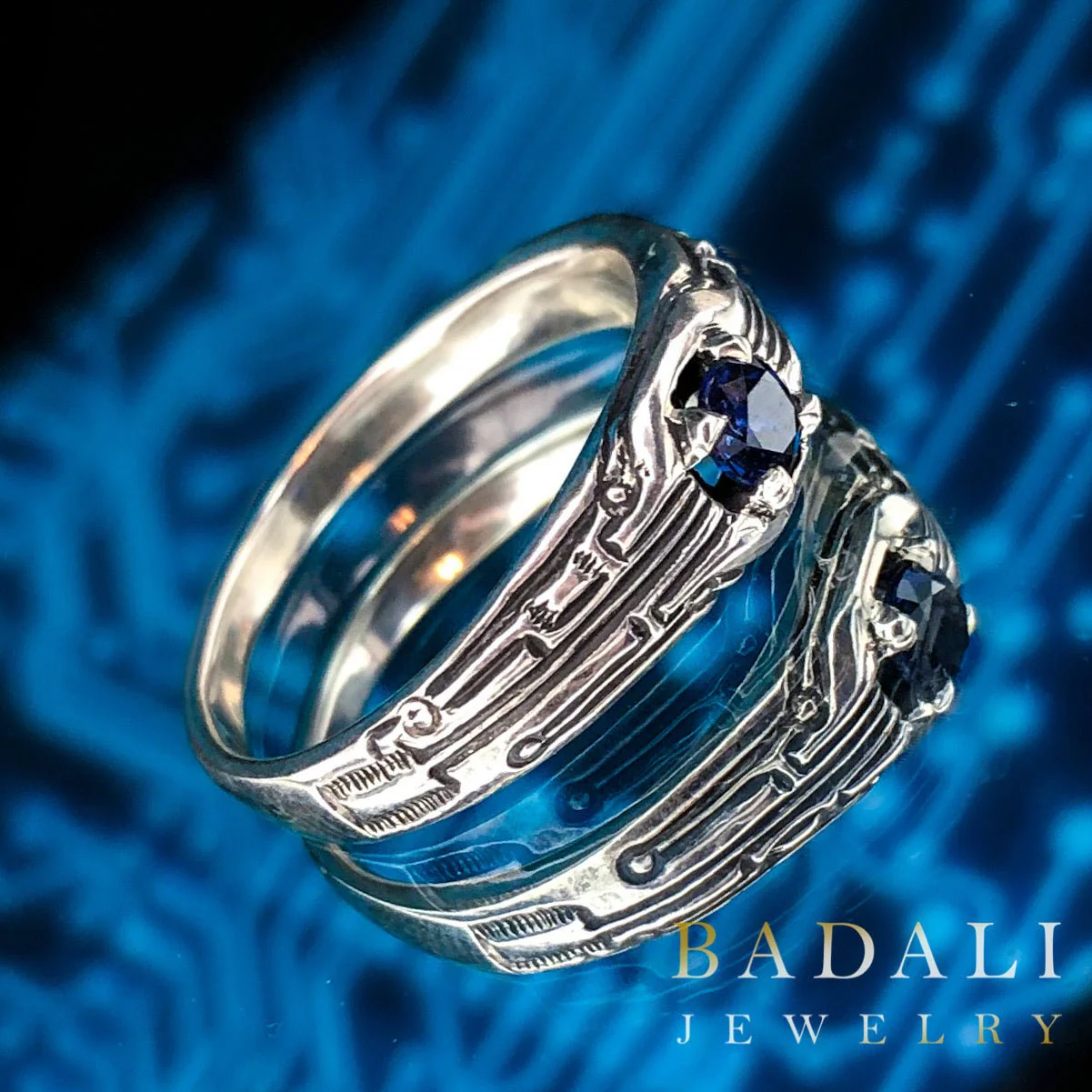 Circuit Board Ring with Gemstone - Image 12
