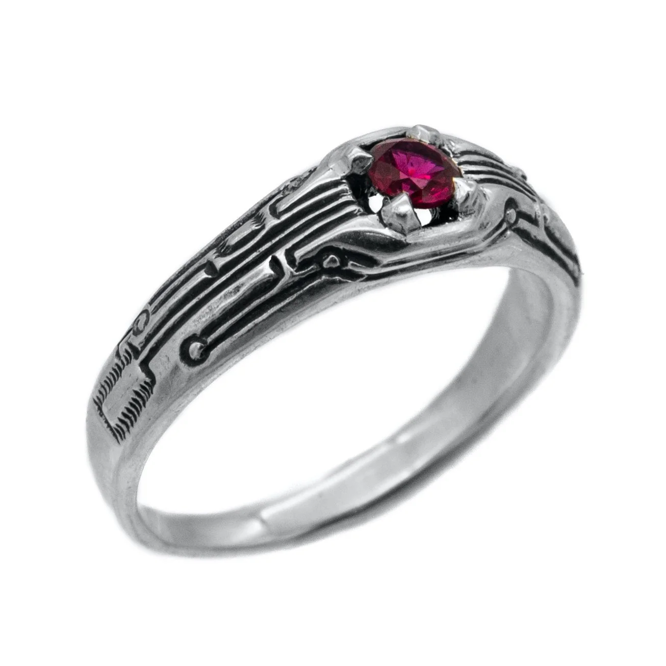 Circuit Board Ring with Gemstone - Image 6