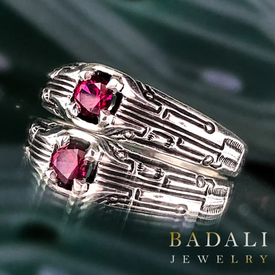 Circuit Board Ring with Gemstone - Image 9