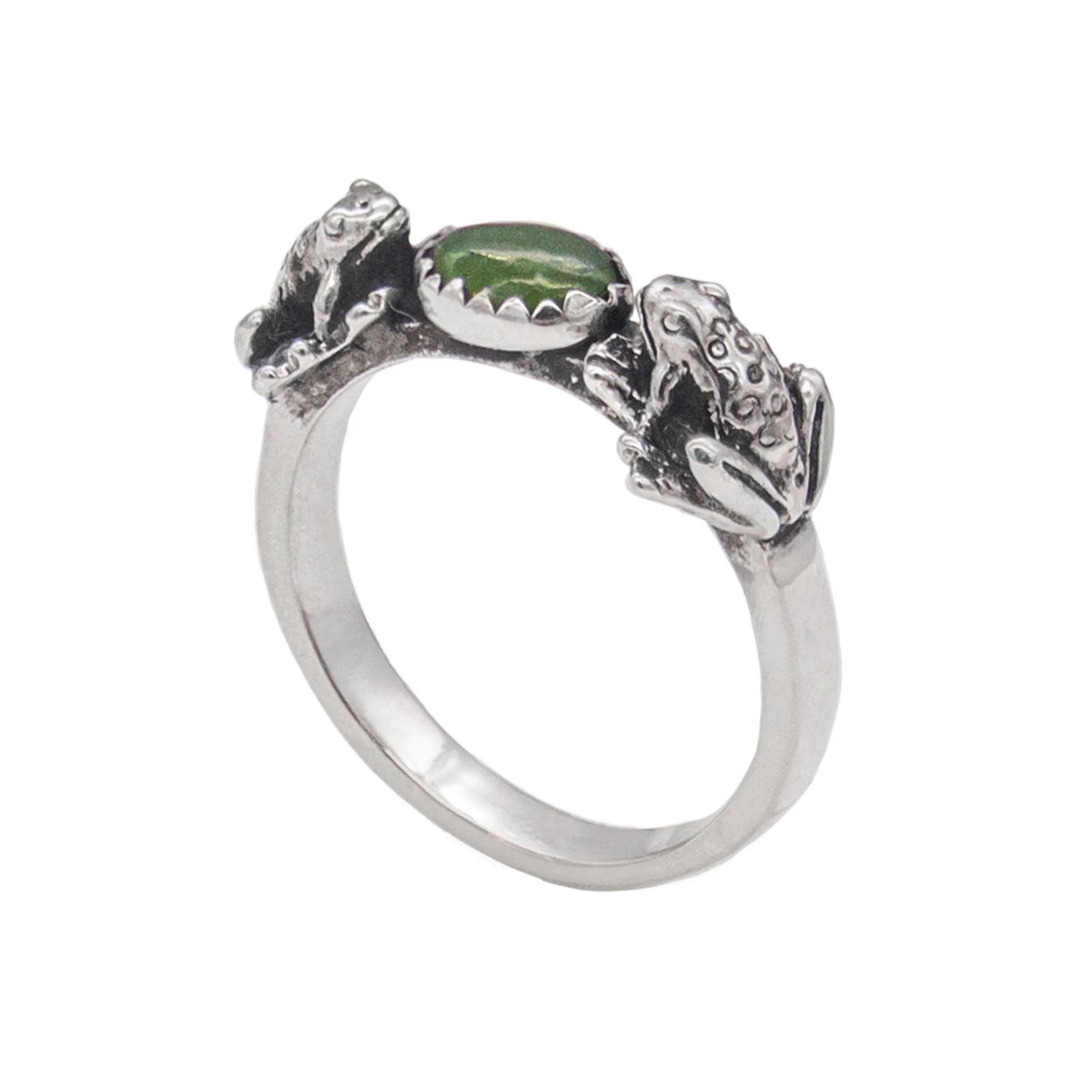 Double Frog Ring with Gemstone