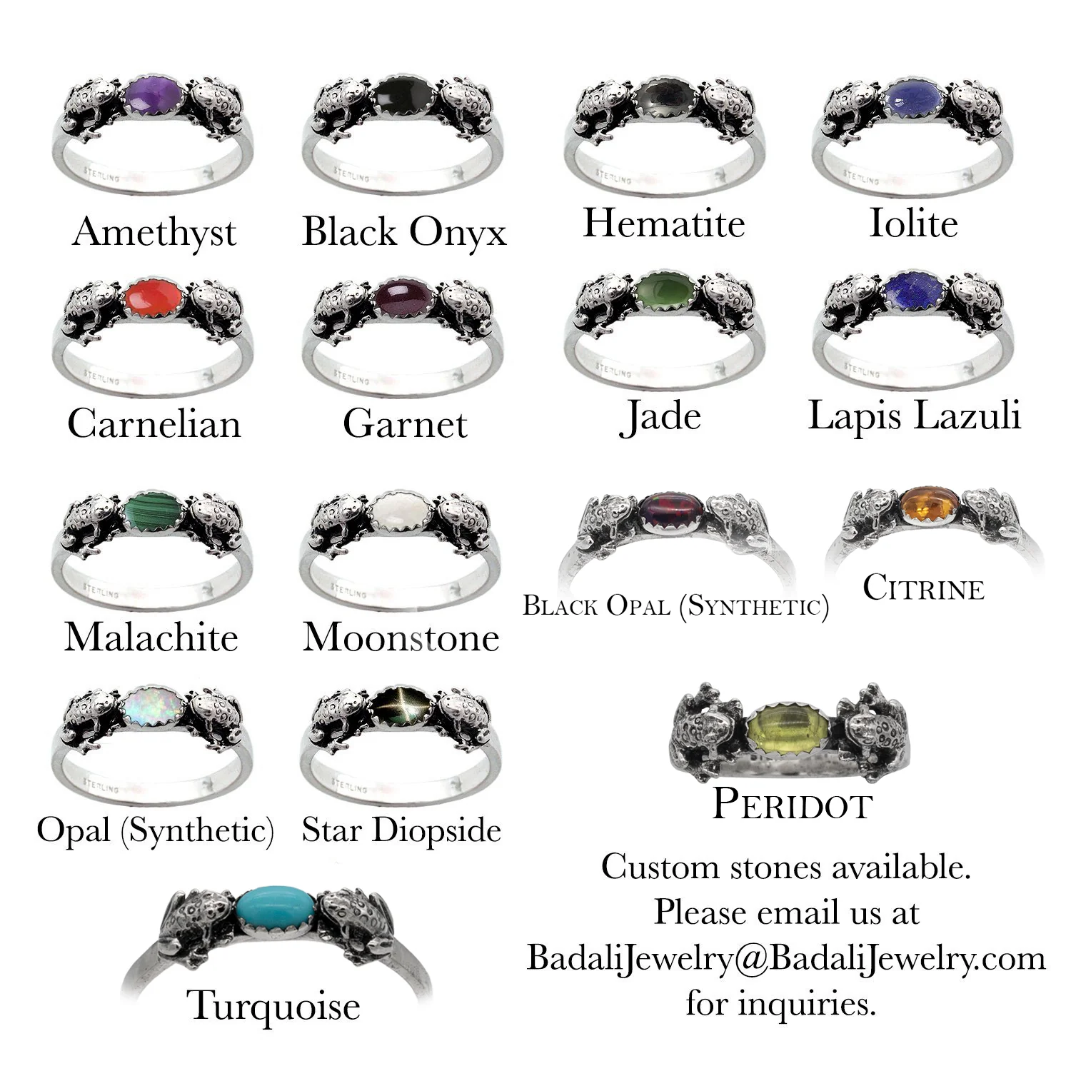 Double Frog Ring with Gemstone - Image 2
