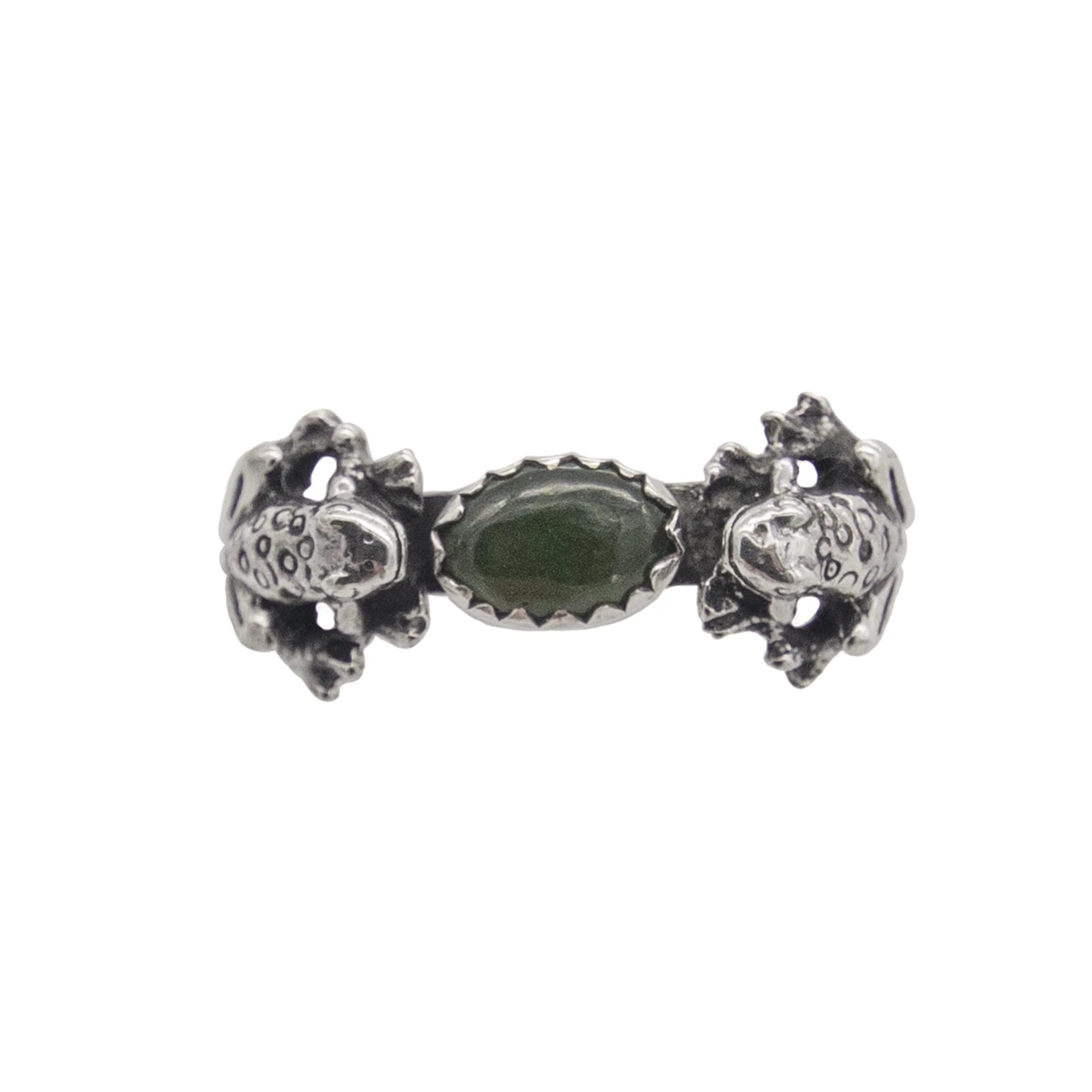 Double Frog Ring with Gemstone - Image 3