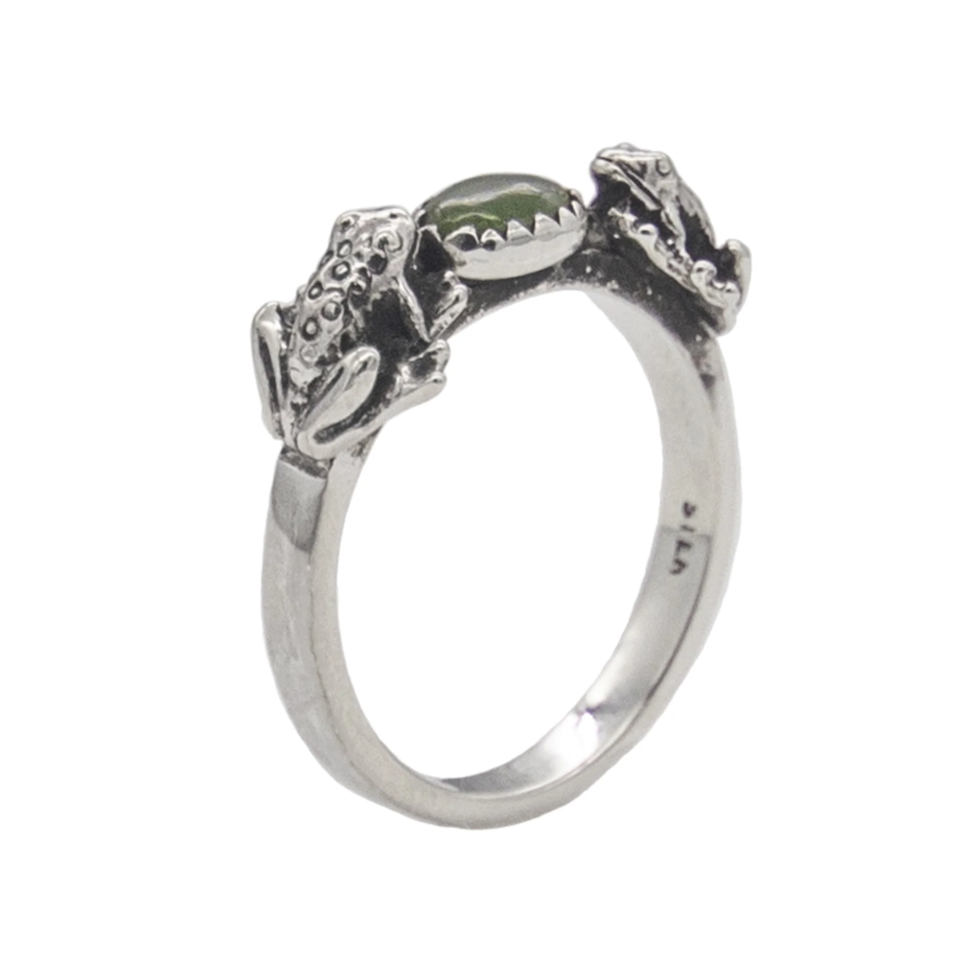 Double Frog Ring with Gemstone - Image 4