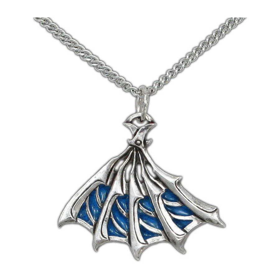 Enameled Silver Bladed Fan Pendant - Image 11