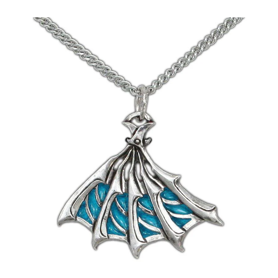 Enameled Silver Bladed Fan Pendant - Image 15