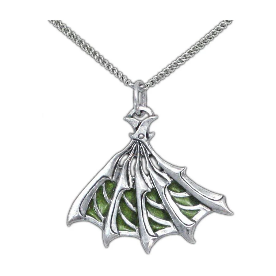 Enameled Silver Bladed Fan Pendant - Image 7