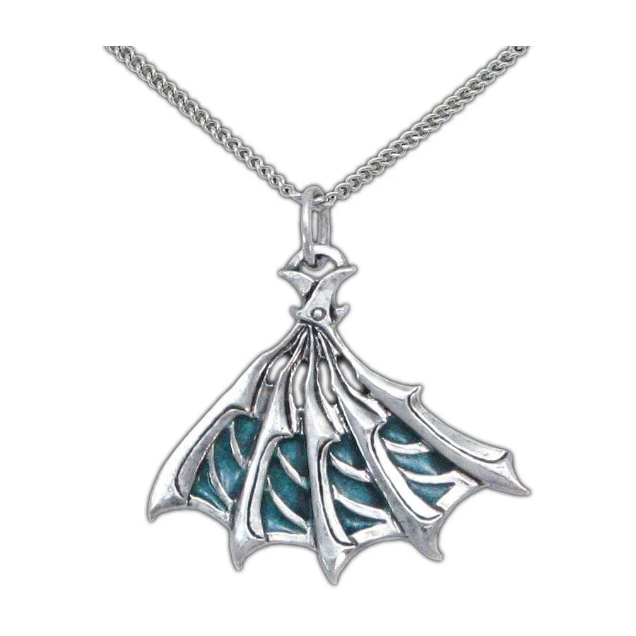Enameled Silver Bladed Fan Pendant - Image 8