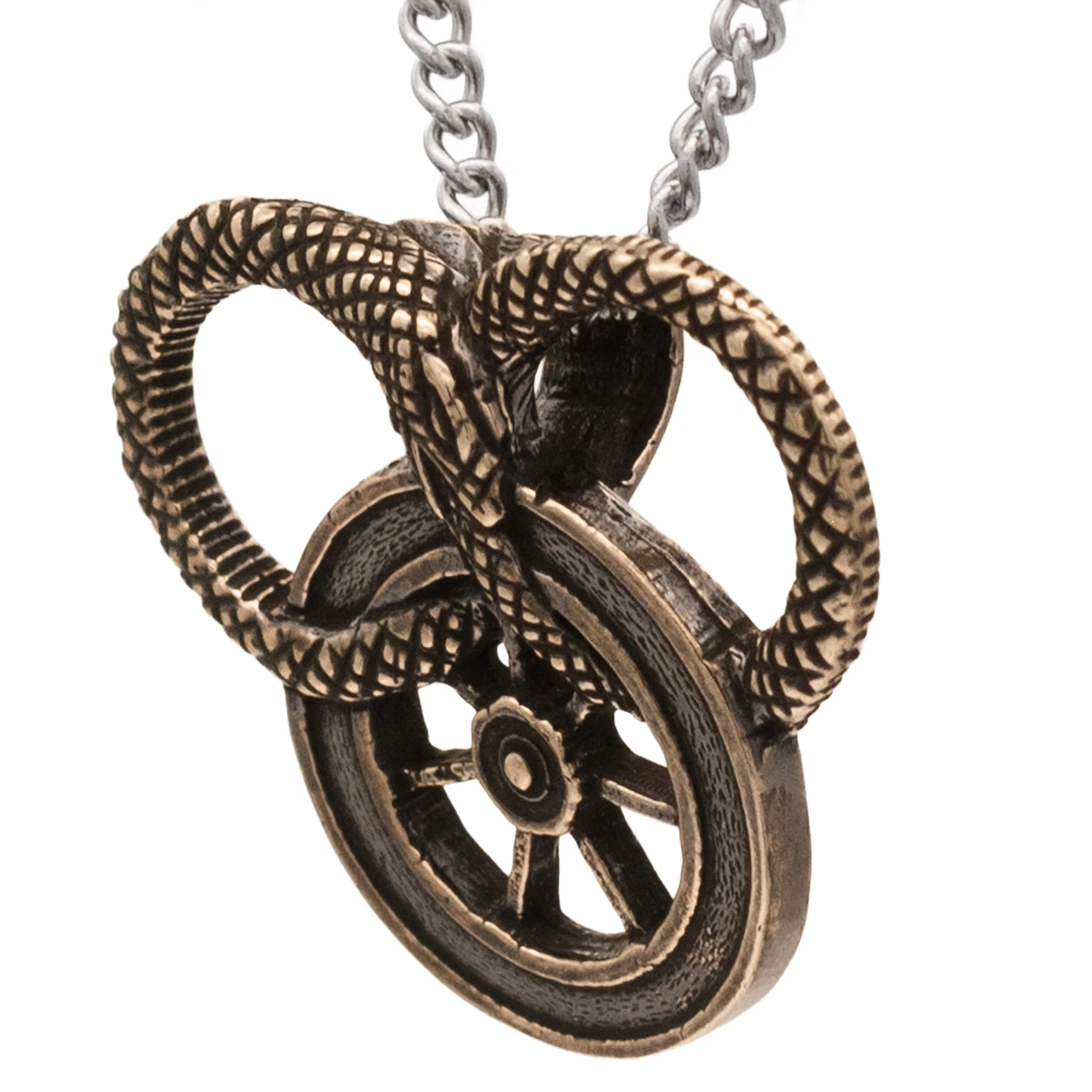 Snake and Wheel Necklace - Sterling Silver or Bronze - Image 12