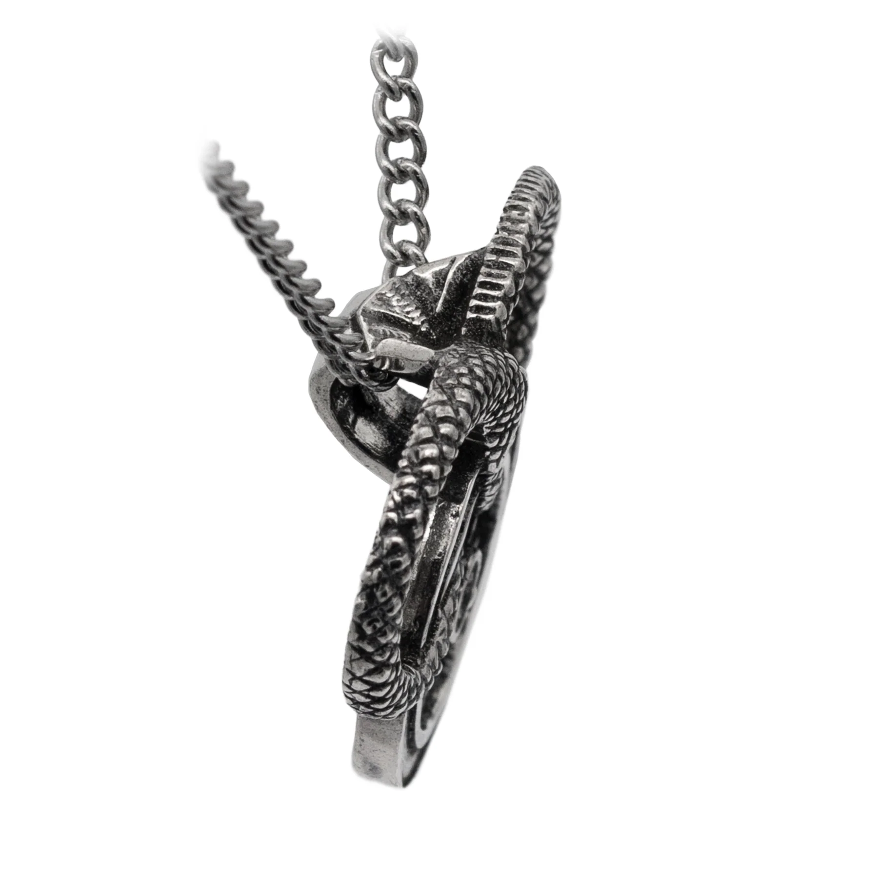 Snake and Wheel Necklace - Sterling Silver or Bronze - Image 3