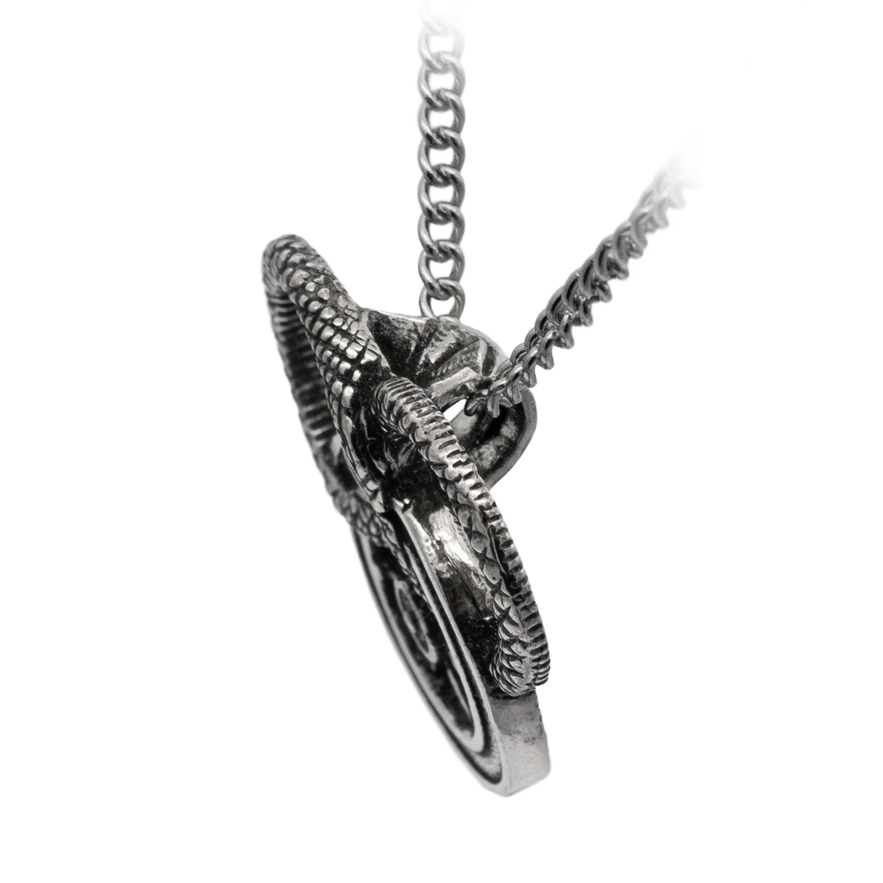 Snake and Wheel Necklace - Sterling Silver or Bronze - Image 4
