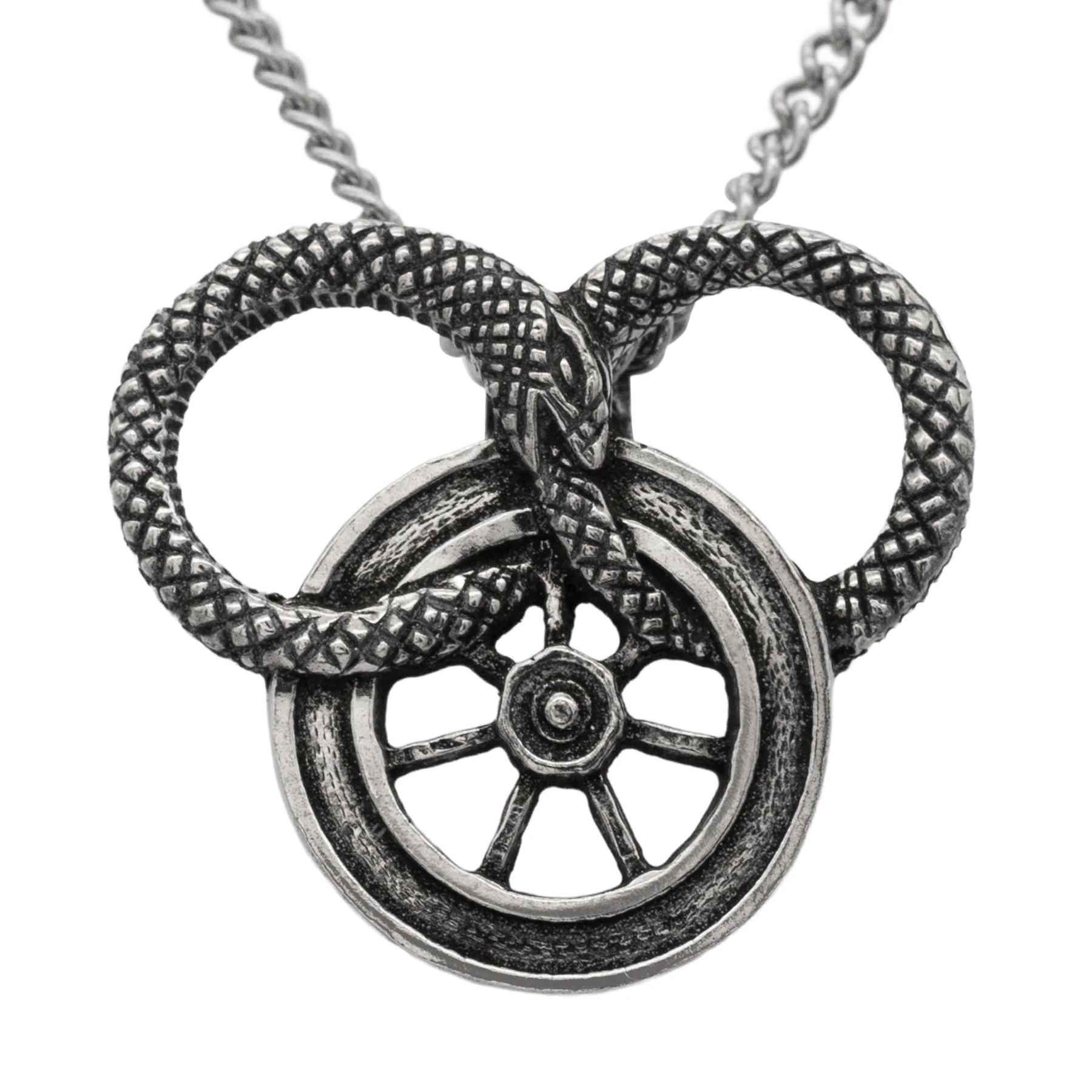 Snake and Wheel Necklace - Sterling Silver or Bronze - Image 6