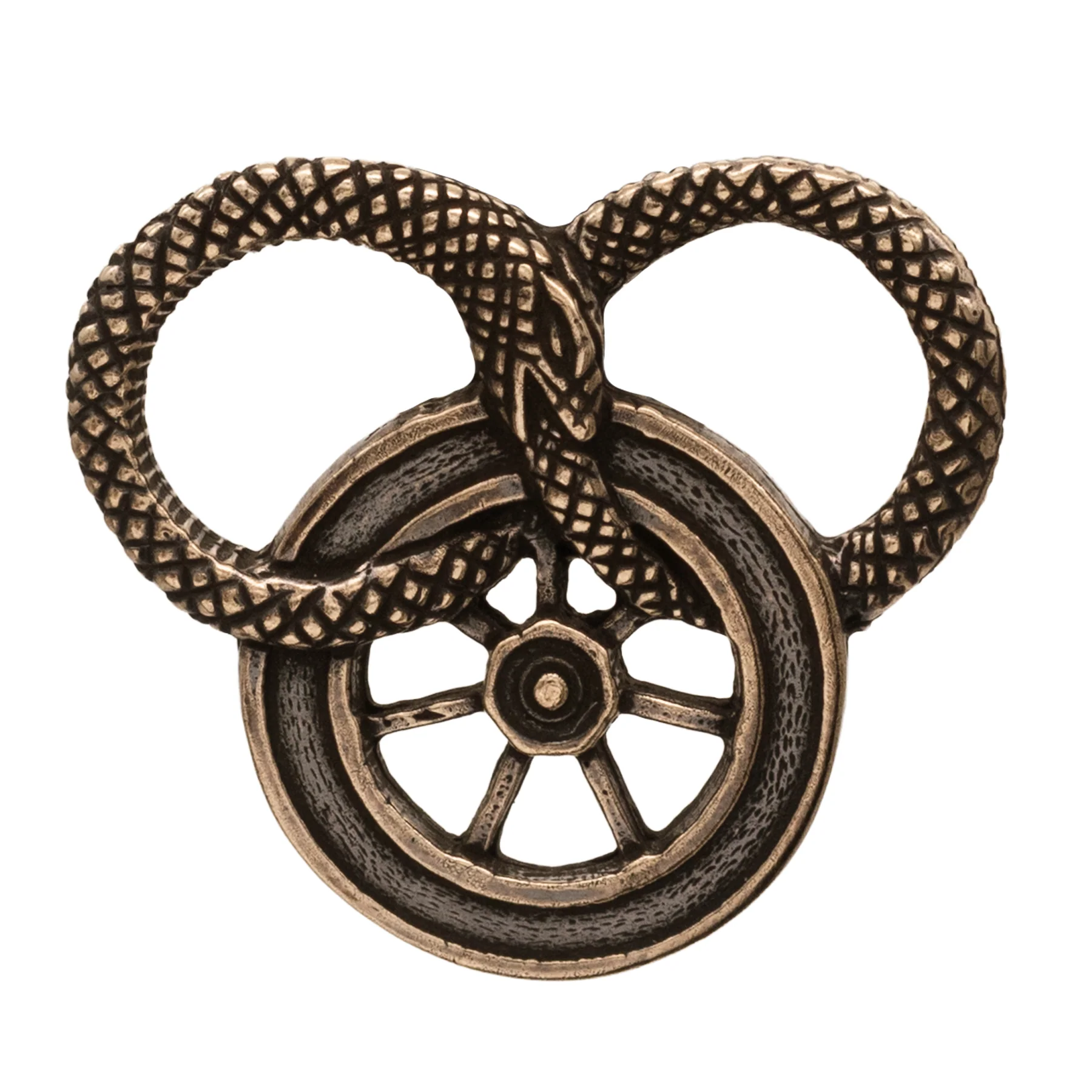 Snake and Wheel Lapel Pin - Sterling Silver or Bronze - Image 10