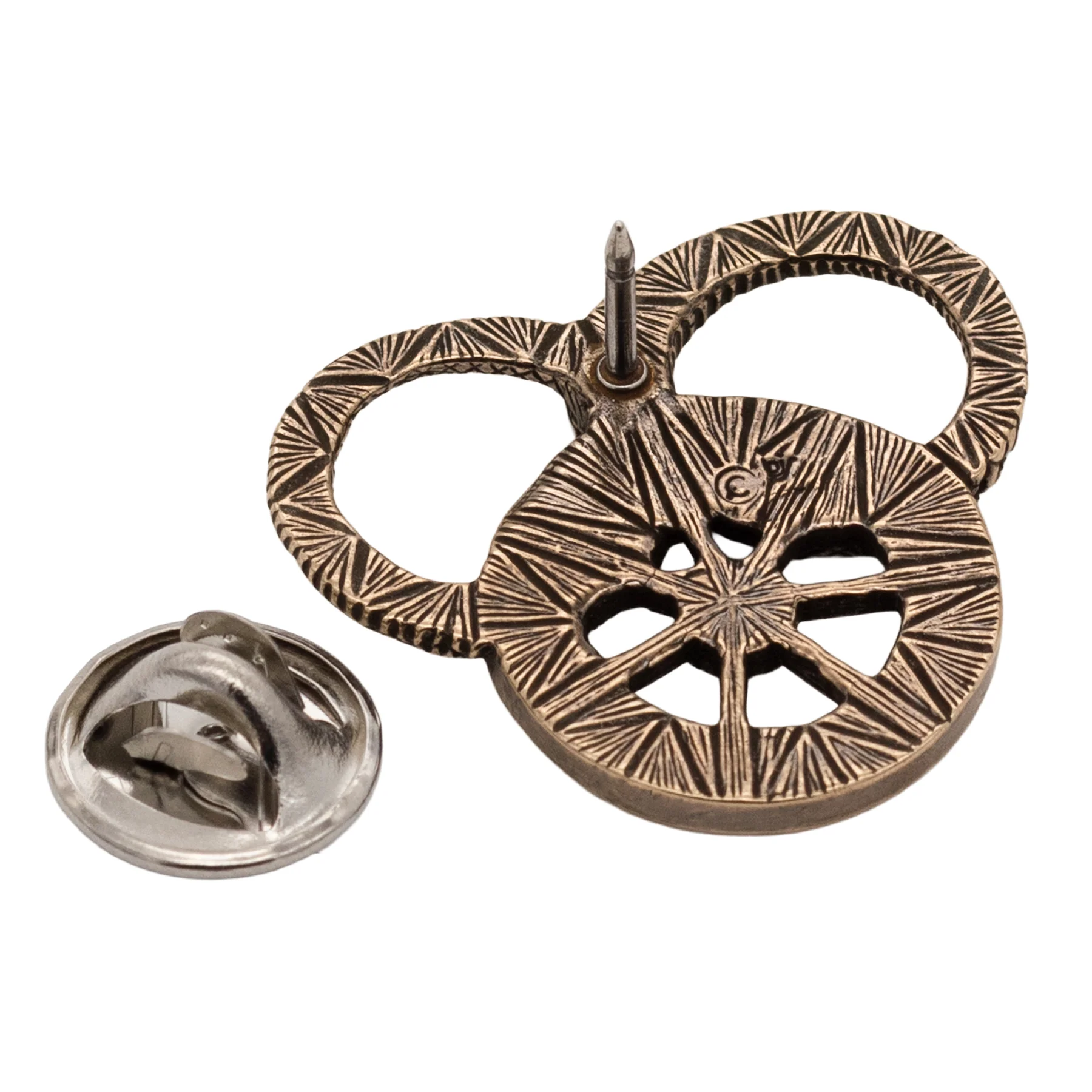 Snake and Wheel Lapel Pin - Sterling Silver or Bronze - Image 11