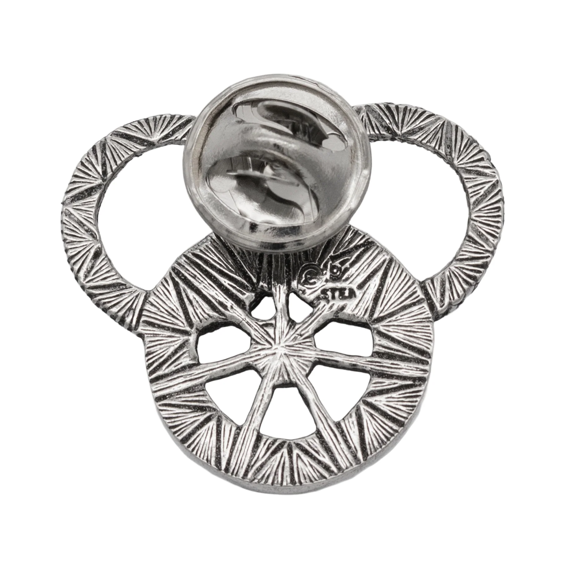Snake and Wheel Lapel Pin - Sterling Silver or Bronze - Image 4