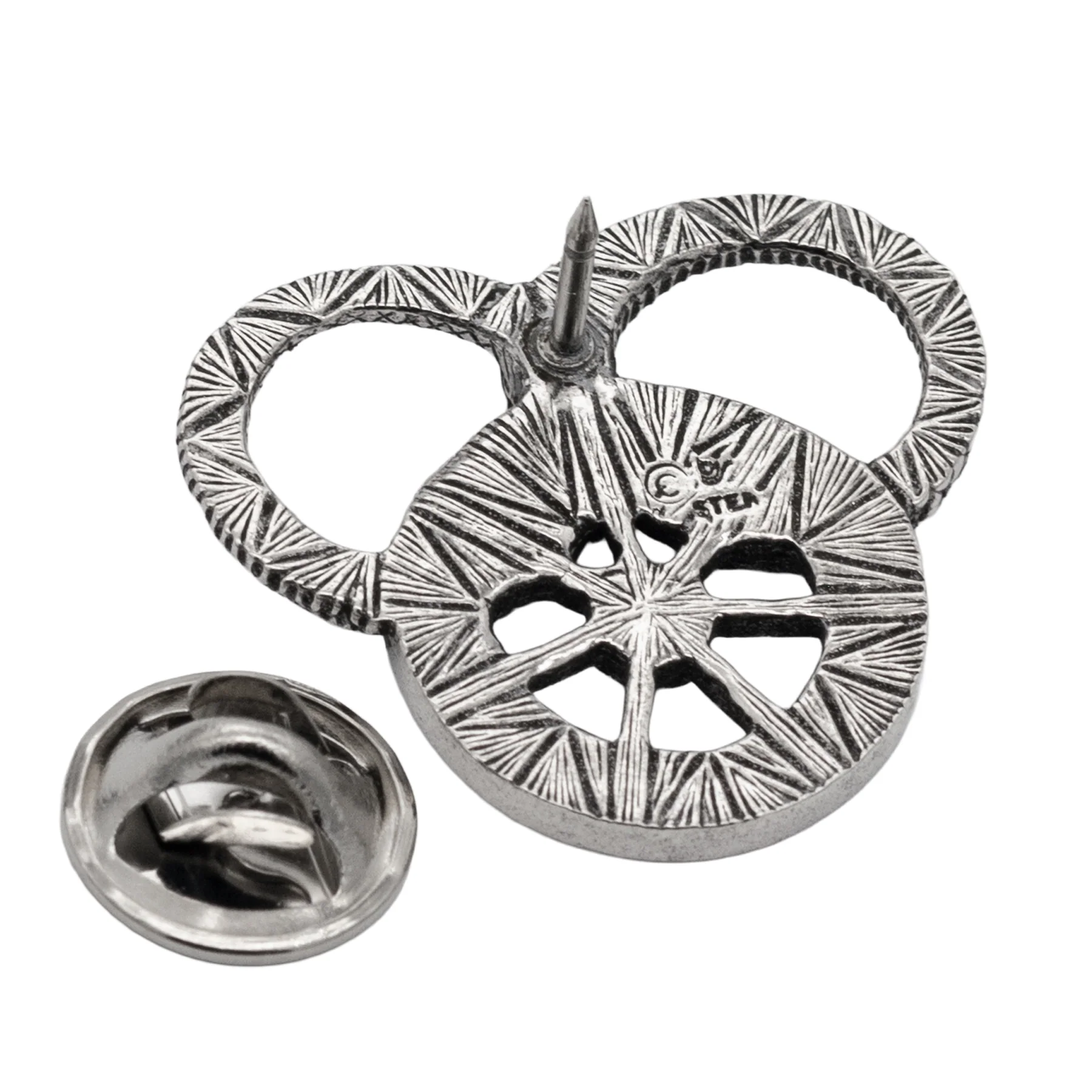 Snake and Wheel Lapel Pin - Sterling Silver or Bronze - Image 5